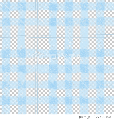 Blue Plaid Gingham Madras Check Hand Drawn Background Pattern Overlay 127690408