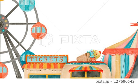 Carnival Scene featuring a Ferris Wheel alongside a delightful Ice Cream Stand 127690542