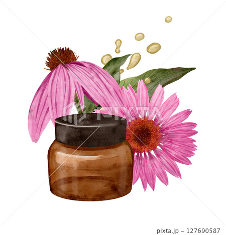 This Natural Skincare Jar contains Echinacea Flowers and a variety of Organic Oils 127690587
