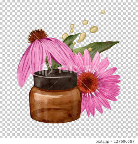 This Natural Skincare Jar contains Echinacea Flowers and a variety of Organic Oils 127690587