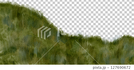 A Serene Green Hill Landscape Under an Expansive and Empty Sky Above the Horizon 127690672