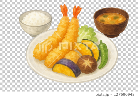 天婦羅套餐的水彩插圖素材(剪貼畫,日本料理菜單) 天婦羅套餐的水彩插圖素材(剪貼畫,日本料理菜單) 127690948