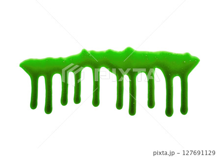 Dripping green liquid isolatd on white background for halloween design Dripping green liquid isolatd on white background for halloween design 127691129