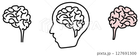 Simple brain - view from side - icon or sign illustration 127691300