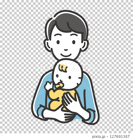 赤ちゃんを抱っこするパパ 127691387