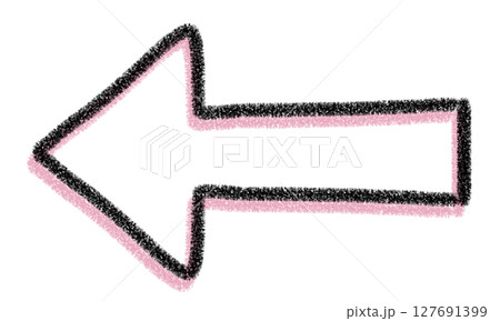 クレヨン風・手書きのピンク色のシンプルな左矢印 127691399