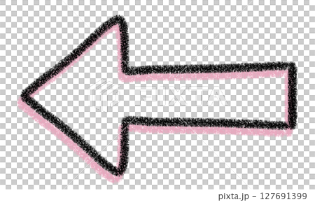 クレヨン風・手書きのピンク色のシンプルな左矢印 127691399