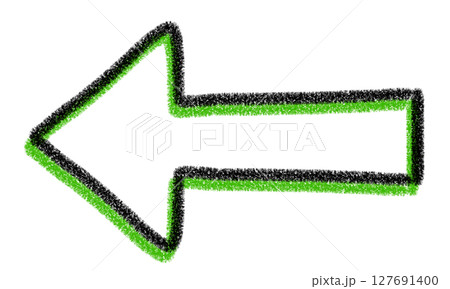 クレヨン風・手書きの緑色のシンプルな左矢印 クレヨン風・手書きの緑色のシンプルな左矢印 127691400