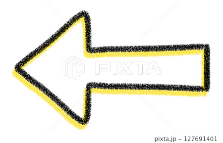 クレヨン風・手書きの黄色のシンプルな左矢印 127691401
