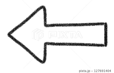 クレヨン風・手書きの黒色のシンプルな左矢印 127691404