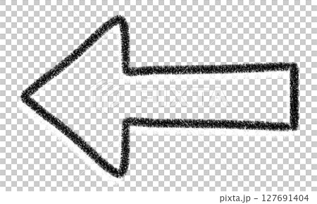A simple, hand-drawn, black, crayon-style left arrow 127691404