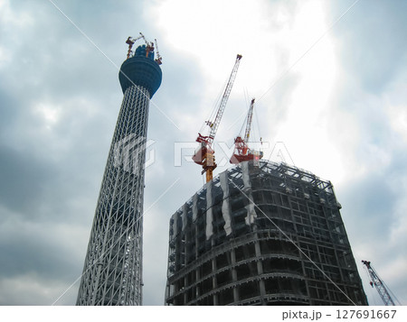東京 墨田区 建設中の東京スカイツリータウン 2010年08月 東京 墨田区 建設中の東京スカイツリータウン 2010年08月 127691667