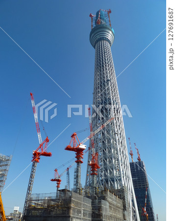 東京 墨田区 建設中の東京スカイツリータウン 2010年11月 東京 墨田区 建設中の東京スカイツリータウン 2010年11月 127691687