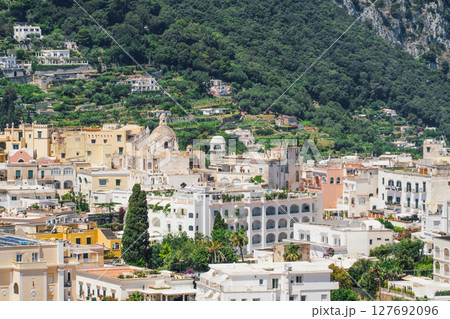 Stunning Capri Island, Italy landscape with vibrant architecture. 127692096