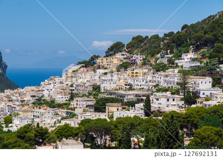 Stunning Capri Island, Italy landscape with vibrant architecture. 127692131