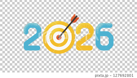 2026年を目指す目標達成・戦略設計コンセプトのイラスト（ベクター素材） 127692801