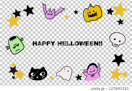 Hand-drawn Halloween character frame Hand-drawn Halloween character frame 127693283