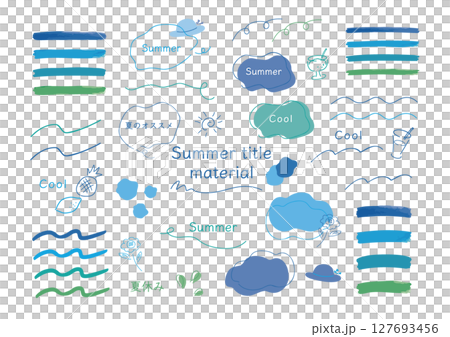 Simple summer blue decorative title frame material Simple summer blue decorative title frame material 127693456