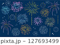 カラフルな花火の手描きの背景イラスト 127693499
