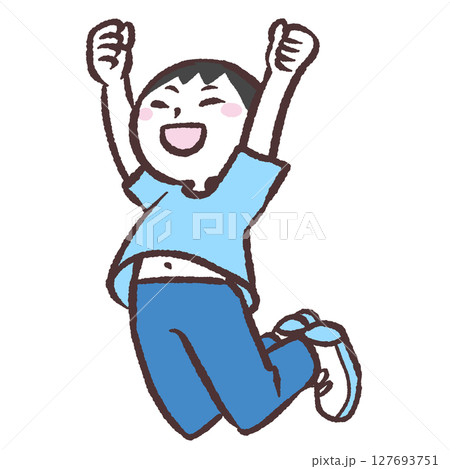 ジャンプする男性のイラスト ジャンプする男性のイラスト 127693751