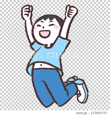 ジャンプする男性のイラスト ジャンプする男性のイラスト 127693751