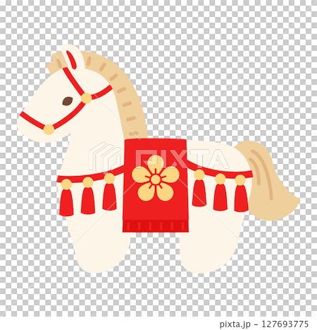 White horse decoration for the year of the horse | New Year's card illustration 127693775