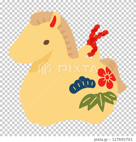 馬的幸運符,金馬裝飾|新年賀卡,新年插圖 馬的幸運符,金馬裝飾|新年賀卡,新年插圖 127693781