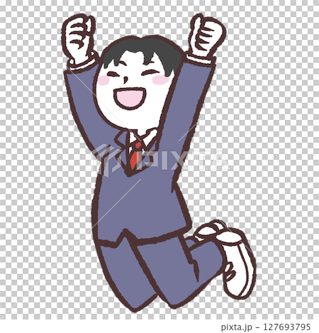 一名男學生跳躍的插圖 一名男學生跳躍的插圖 127693795