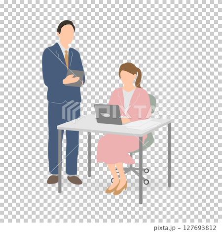 男老闆和女員工在辦公桌前發出指示 男老闆和女員工在辦公桌前發出指示 127693812