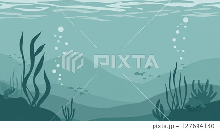 穏やかな水中の風景を描いたもので柔らかな緑色のトーンが特徴 127694130