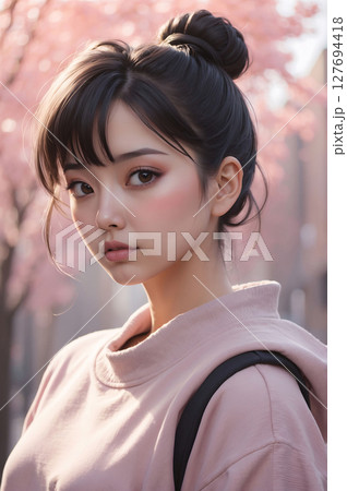 アニメ風の女性ポートレート「AI生成画像」 127694418