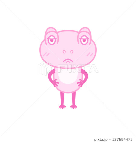 カエルイラスト(桃・ジト目) カエルイラスト(桃・ジト目) 127694473