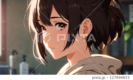 柔らかな光の中のアニメ風女性ポートレート「AI生成画像」 127694653