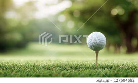 ゴルフティーに置かれたボール 127694682