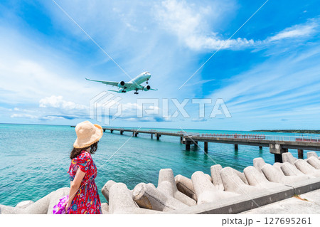 大迫力の旅客機　17endビーチリゾートポートレート 127695261