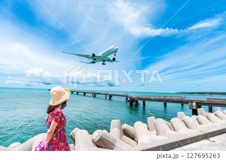 大迫力の旅客機　17endビーチリゾートポートレート 127695263