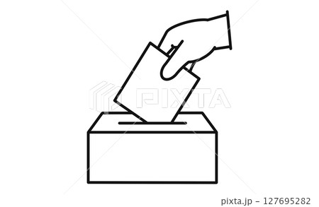 投票箱に票を入れる手のイラストアイコン 127695282
