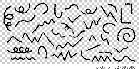 クレヨンタッチのシンプルな黒い線の素材セット 127695990