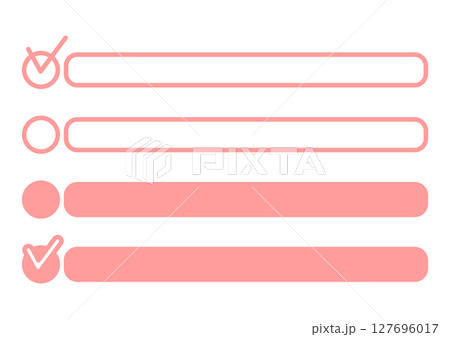 ピンクのチェック入り・チェックボックスのある見出しフレームセット 127696017