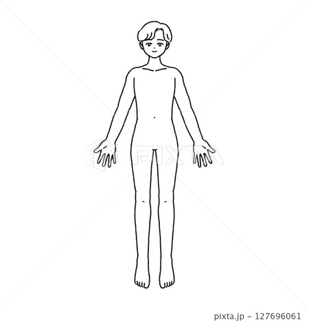 人体 男性 全身 裸 ヌード 線画 人体 男性 全身 裸 ヌード 線画 127696061