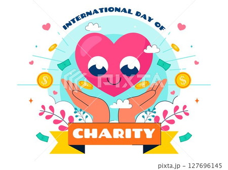 International Day of Charity Vector Illustration on September 5th Featuring a Donation Package and Love Concept by a Volunteer in a Flat Background 127696145