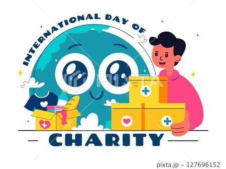 International Day of Charity Vector Illustration on September 5th Featuring a Donation Package and Love Concept by a Volunteer in a Flat Background 127696152