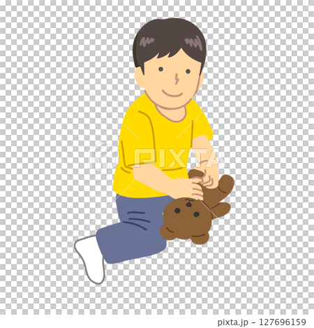 ぬいぐるみを持つ子供イラスト ぬいぐるみを持つ子供イラスト 127696159