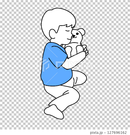ぬいぐるみを持つ子供イラスト 127696162