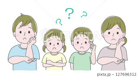 疑問　家族　両親と子供2人 127696312