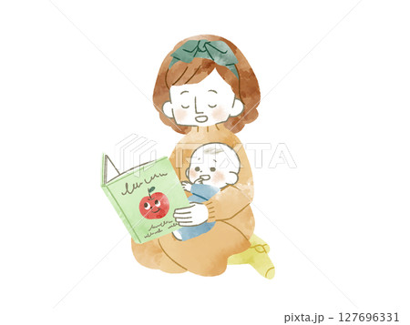 絵本の読み聞かせ-水彩 127696331