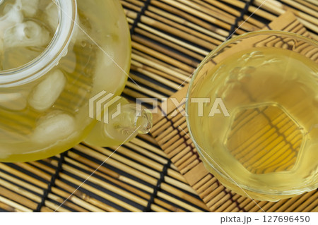 冷たい緑茶 急須で入れた冷茶 冷たい緑茶 急須で入れた冷茶 127696450