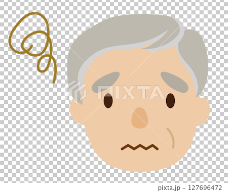 Icon illustration of a troubled old man / no lines, hazy 127696472