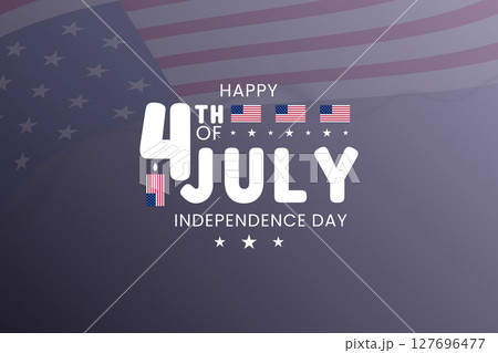 Happy 4th of July with Flags and Stars 127696477