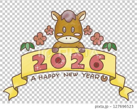 2026年午年年賀状素材手描き馬水彩着色のあけおめ素材 2026年午年年賀状素材手描き馬水彩着色のあけおめ素材 127696523